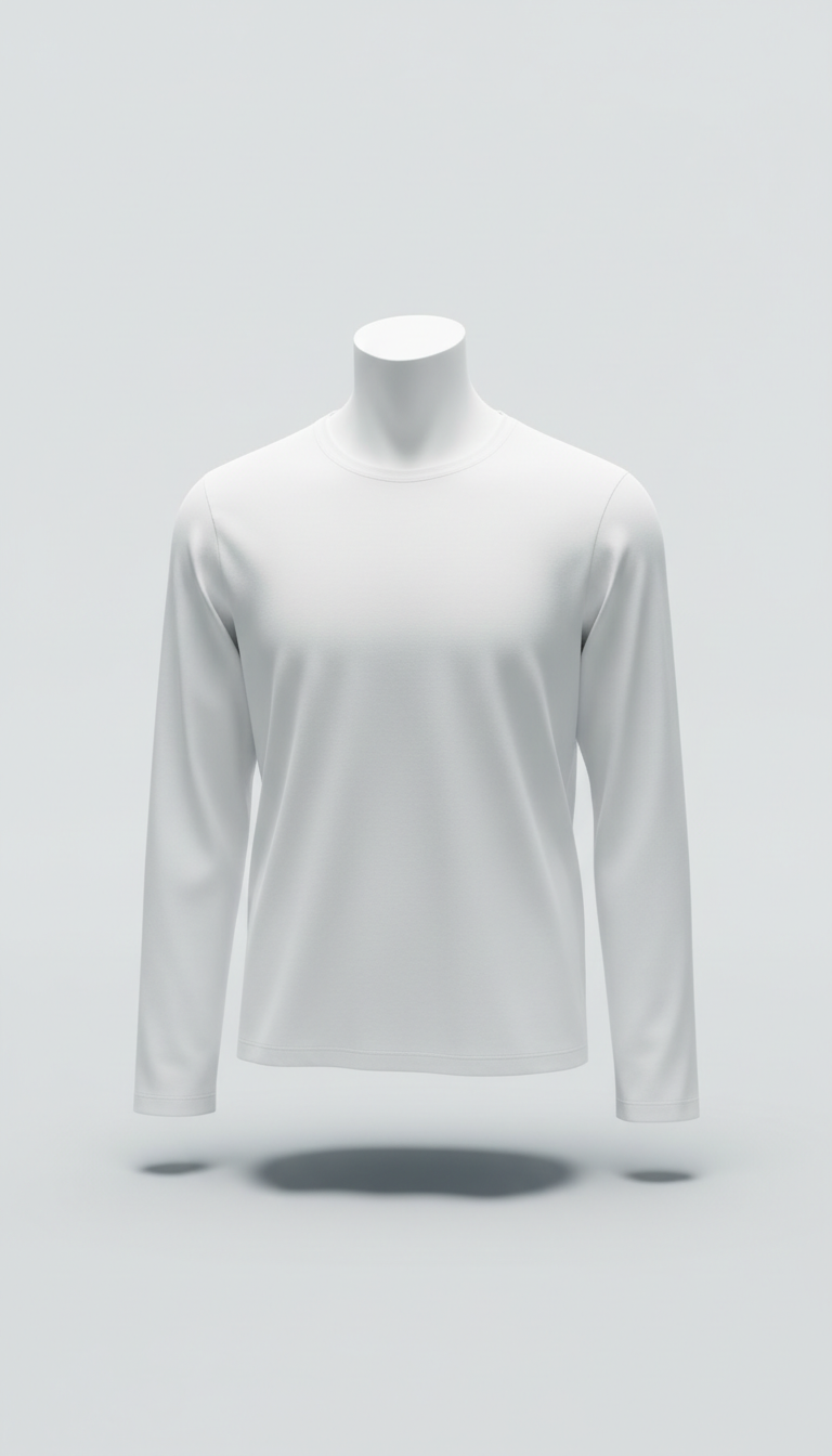 Customizable long-sleeve tee in pure white